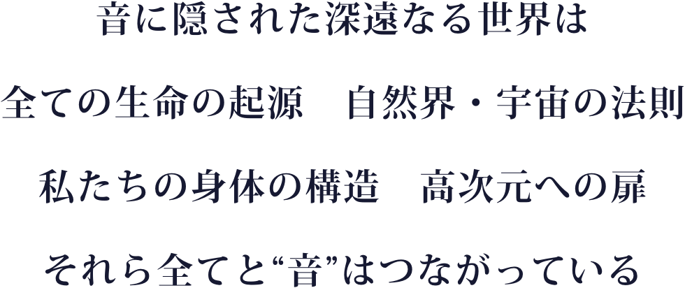 音に隠された深遠なる世界は全ての生命の起源　自然界・宇宙の法則私たちの身体の構造　高次元への扉 それら全てと“音”はつながっている